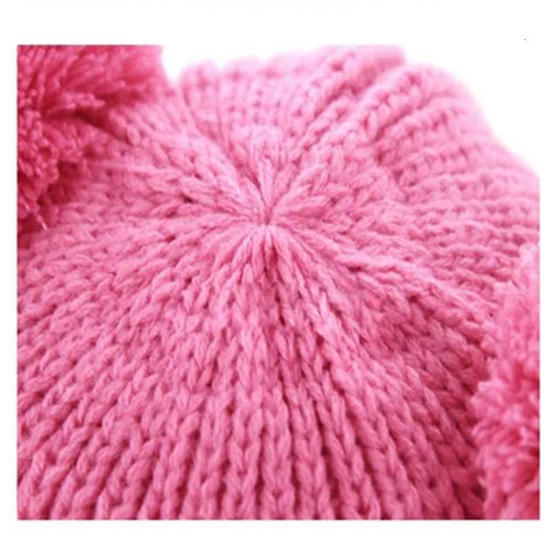 Baby boy and girl Knitting Hat Winter Warm Hairball Ears Lovely Children Cap Christmas Gifts251028
