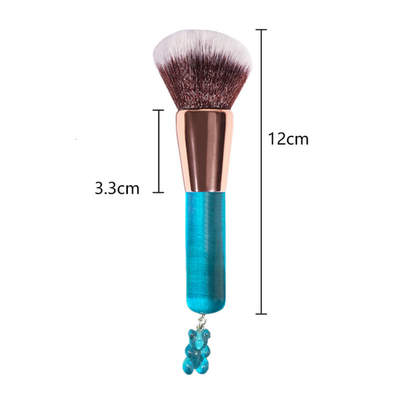 INITIAL CONTACT Factory Price Cute Bear Blue Loose Powder Single-Ended Makeup Brush Contour Brush Portable Foundation Brush