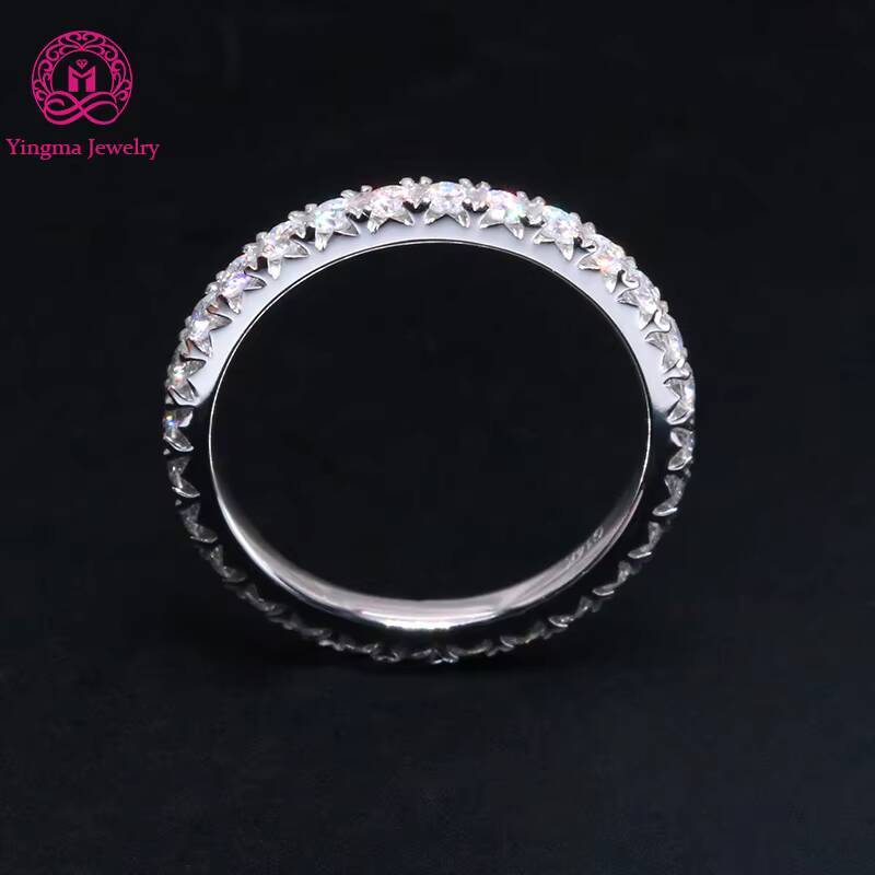 18mm Round Brilliant Cut Colorless Moissanite Diamond Ring Solid 14K Real White Gold Lab Grown Diamond Eternity Band Ring