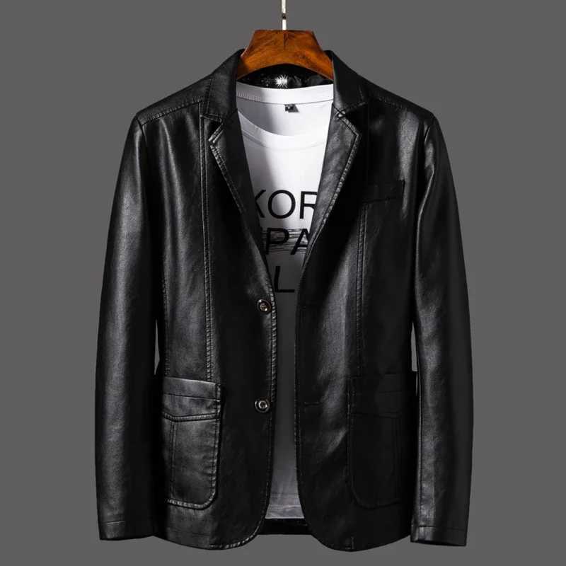 Mens Business Casual Middleaged Young People Fashionable Slim Leather Jacket Autumn Awinter Plus VelvetT251029