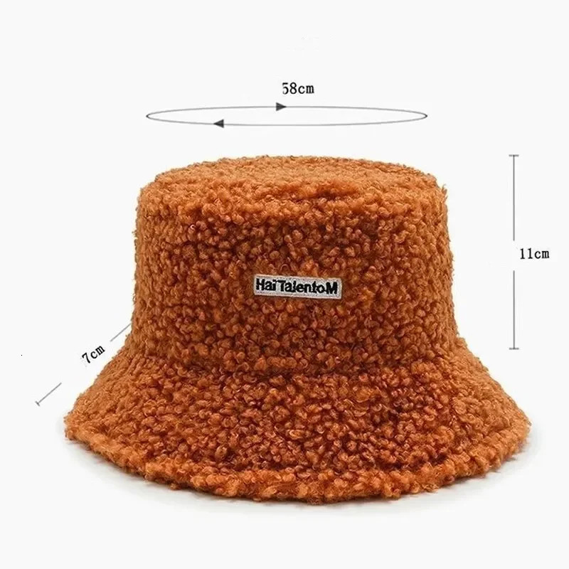 Womens Versatile Net Red Lamb Hair Fisherman Hat AutumnWinter Korean Fashion Hat 251029