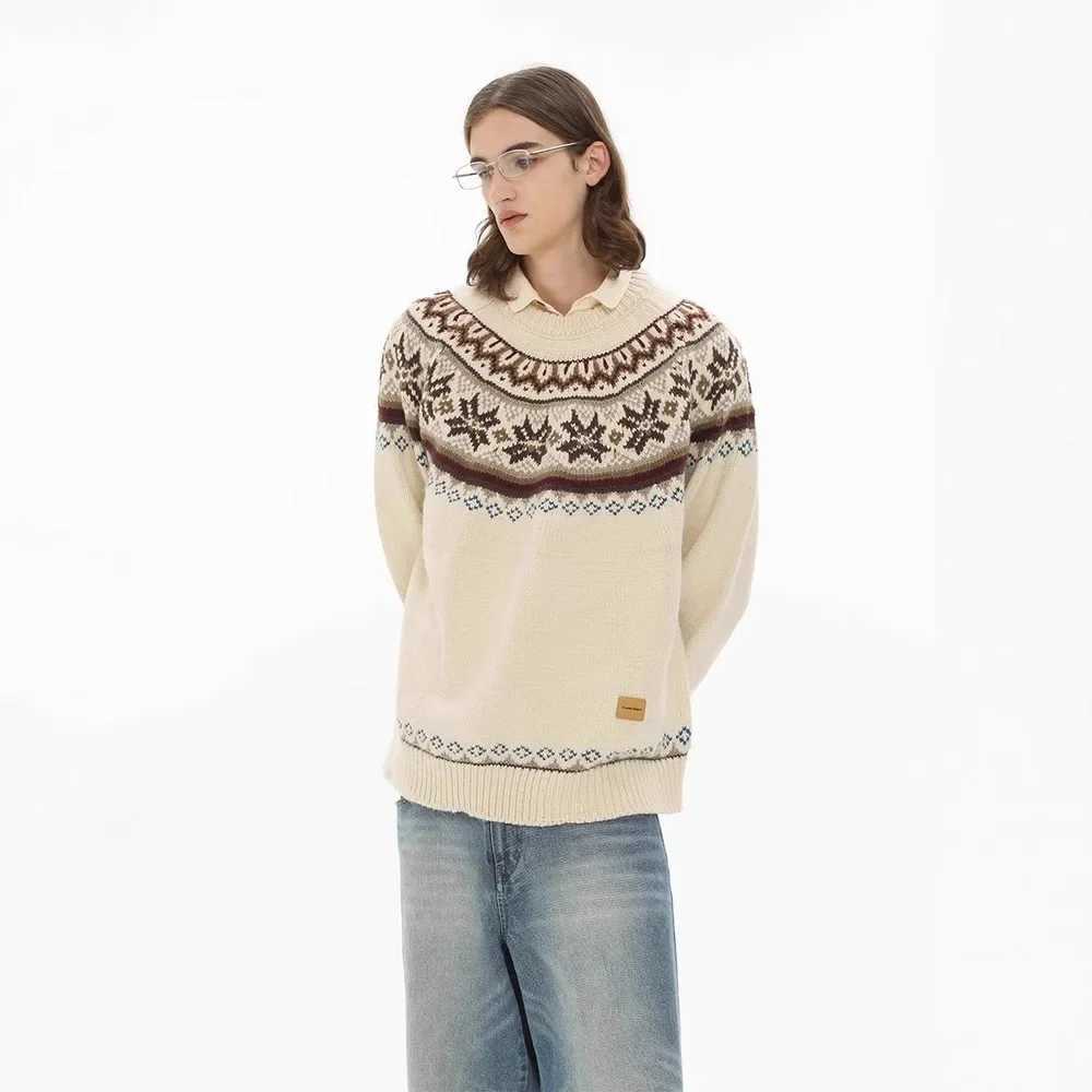 U Home Easy Knitted Sweater round Neck Tassel Warm Retro Color Scheme Embroidery 100 Cashmere Celebrity Favorite Sweater J251029