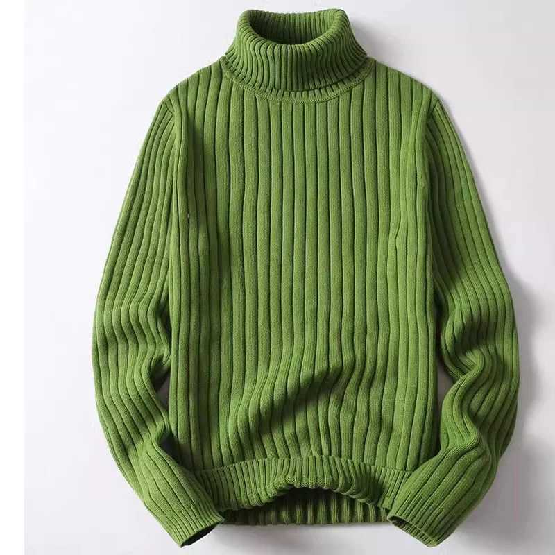 Men Sweater Turtleneck Male Pullover Jumper Solid Thicken Autumn Winter Plus Size 3XL 4XL High Neck Clothing Strip Men Knitwear J251029