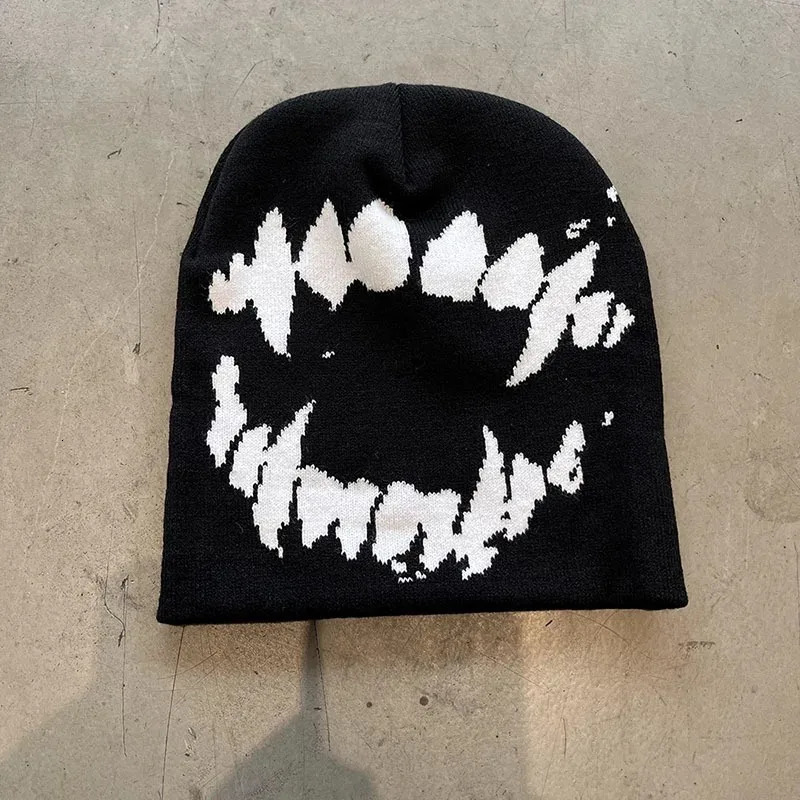 Women Hat Knitting Beanies Goth Tooth Caps Men Y2k Streetwear Winter Fashion Pullover Kpop Harajuku Vintage Warm Hip Hop Unisex 251013