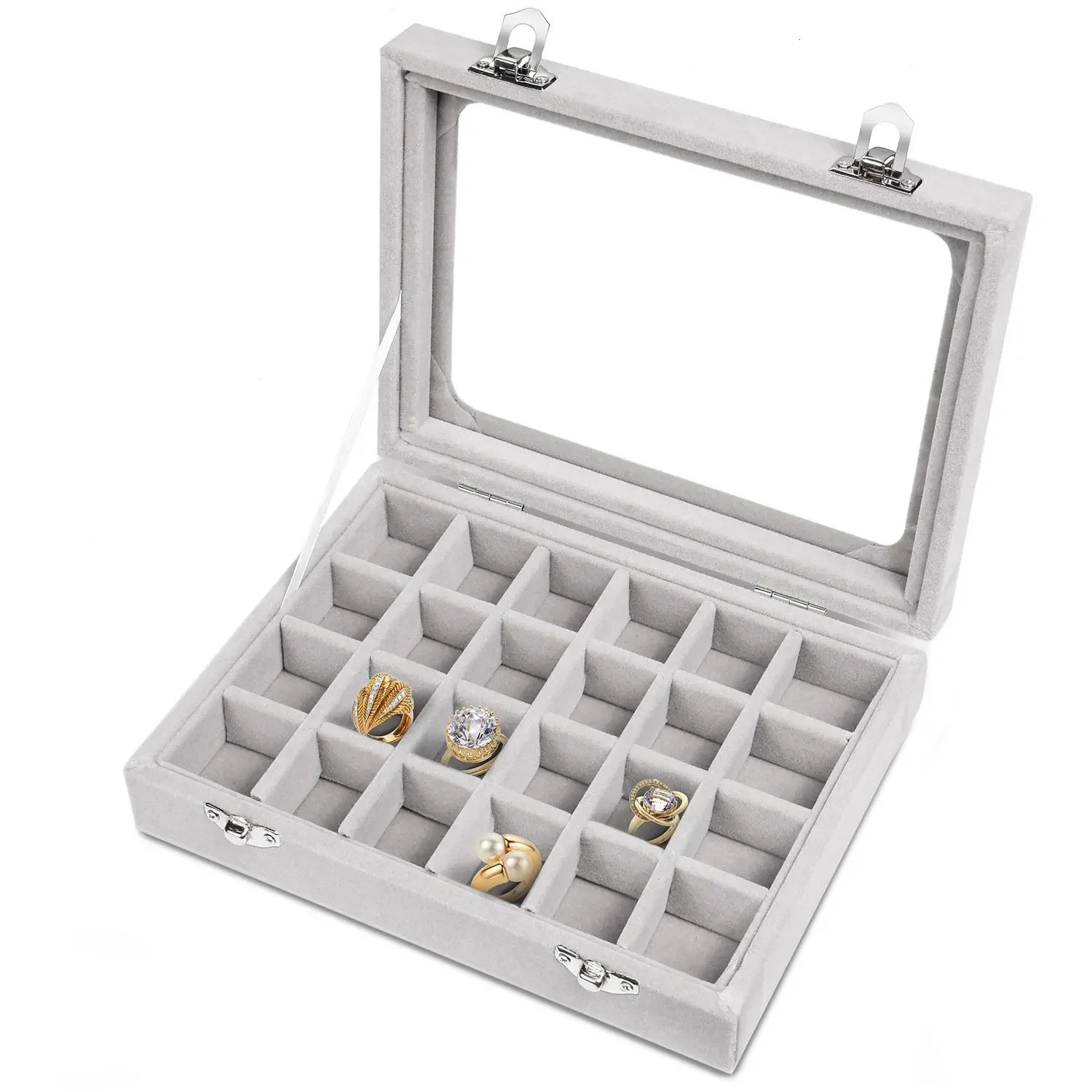 Jewelry Storage Box Earring Ring Necklace Display Classification Dustproof Transparent Flip Lid 251013