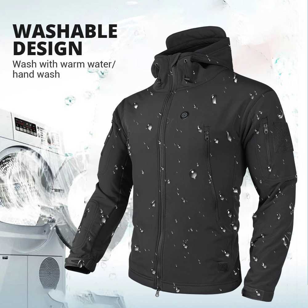 7 Area Heated Jacket Winter USB Electric Heating Jacket Washed Warm Clothes Man Thermal Jacket for Skiing Hiking Camping Coat J251029