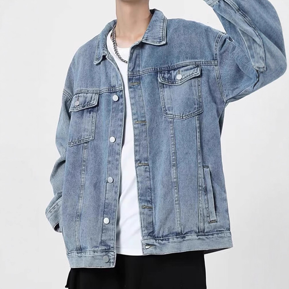 American Designer Jacket Style Denim Jacket For Men Loose Fit Top Cool Trendy Spring Autumn Casual Versatile Workwear Jacket Trendy