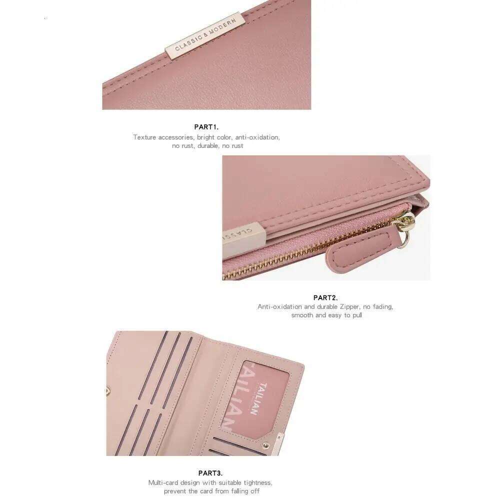 Multi card Women s Long Wallet Portable PU Leather Card Photo Holder Korean Style Note Compartments Purse Mother Gift