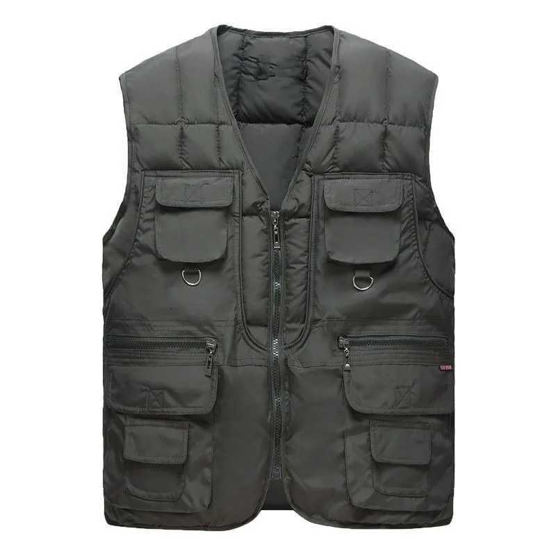 Outdoor Leisure Vest Mens MultiPocket Thickened Vest Jacket Outdoor Insulated Men Vest Jacket Sleeveless Winter Warm Soft Coat W251029