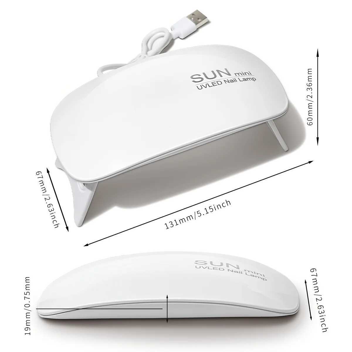 1Pc 6 Lamp Beads White Mini Mouse Nail Lamp Nail Portable Micro USB Power Supply Cable Home Use Drying Lamp For Gel J251117