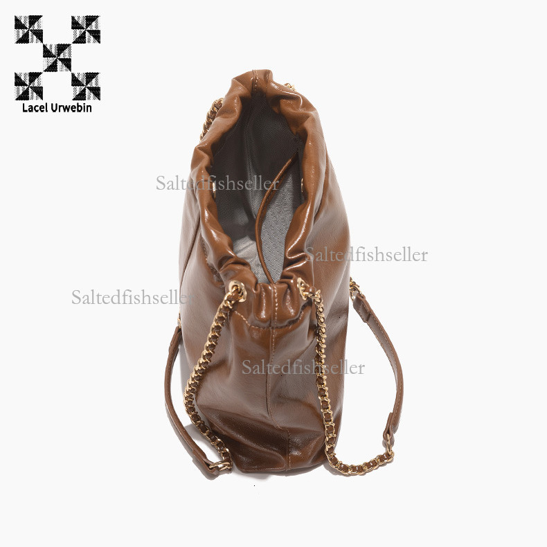 Lacel Urwebin Designer Women's Underarm Shoulder Bag Fashion Chain Drawstring Large Capacity Bucket Bag Simple Suede Handbag Trendy Brand Versati