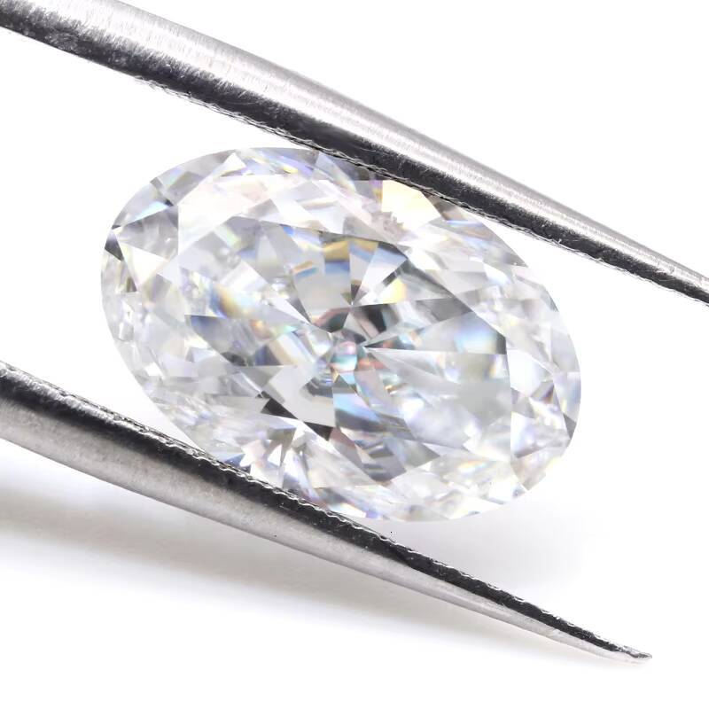 14K Solid Gold Jewelry 2x4mm Oval Cut Moissanite Yellow Gold Wedding Band Ring for Women