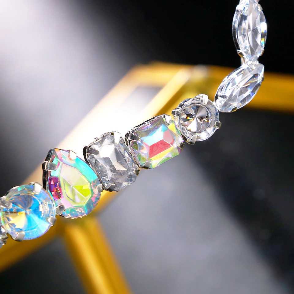 Rave Geometric Rhinestone Eyeglasses Frames Face Decoration for Women 2023 Luxury Designer Crystal Face Jewelry Frames No LensesW251029