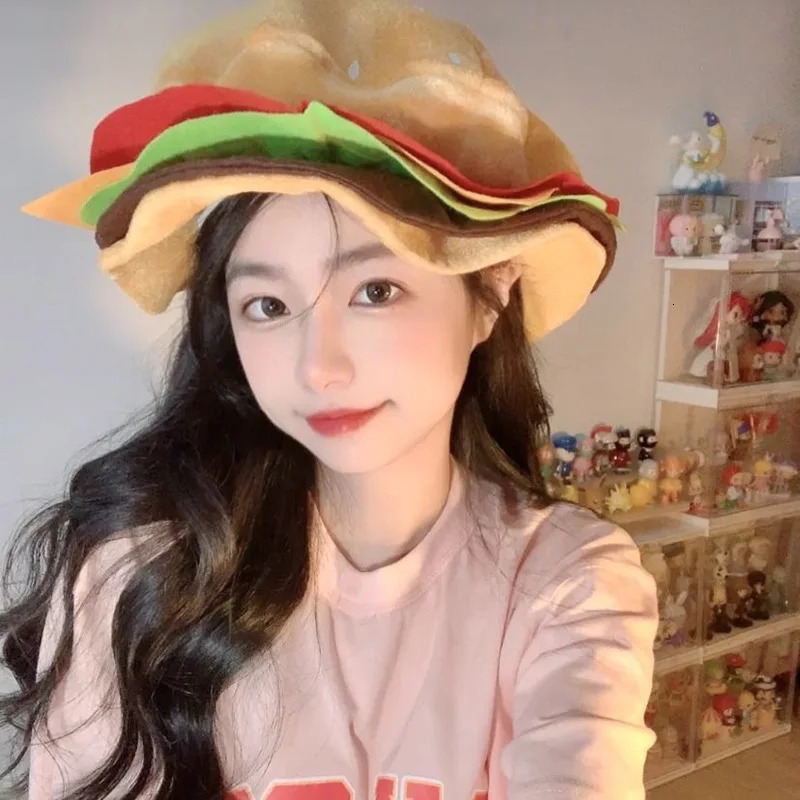 Funny Fast Food Fancy Hat Women Kids Hamburger Cheeseburger Shaped Carnival Halloween Christmas Party Dress Up Costume 251029