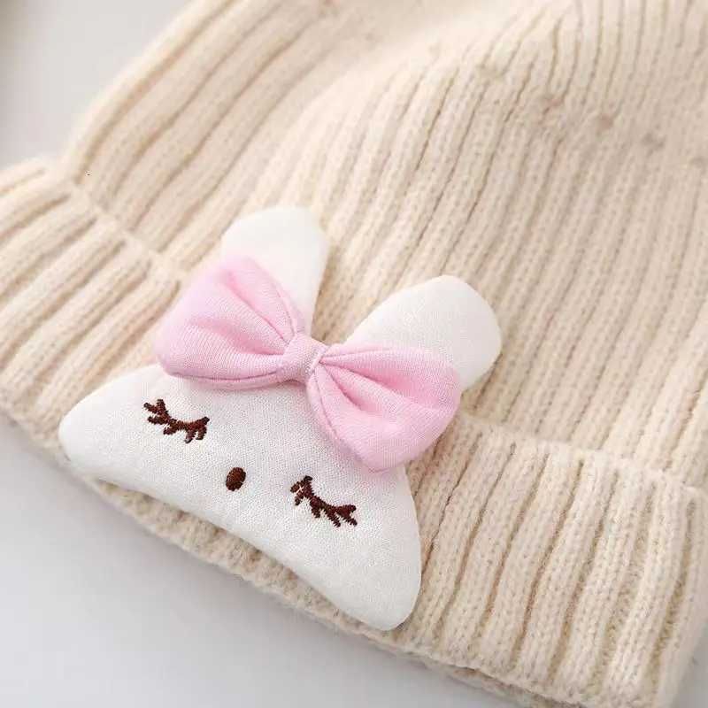 Pink Rabbit Baby Knit Hat Cute Pompom Infant Pullover Cap Princess Girls Winter Warm Plush Beanie 424Month Kids Crochet Bonnet251028