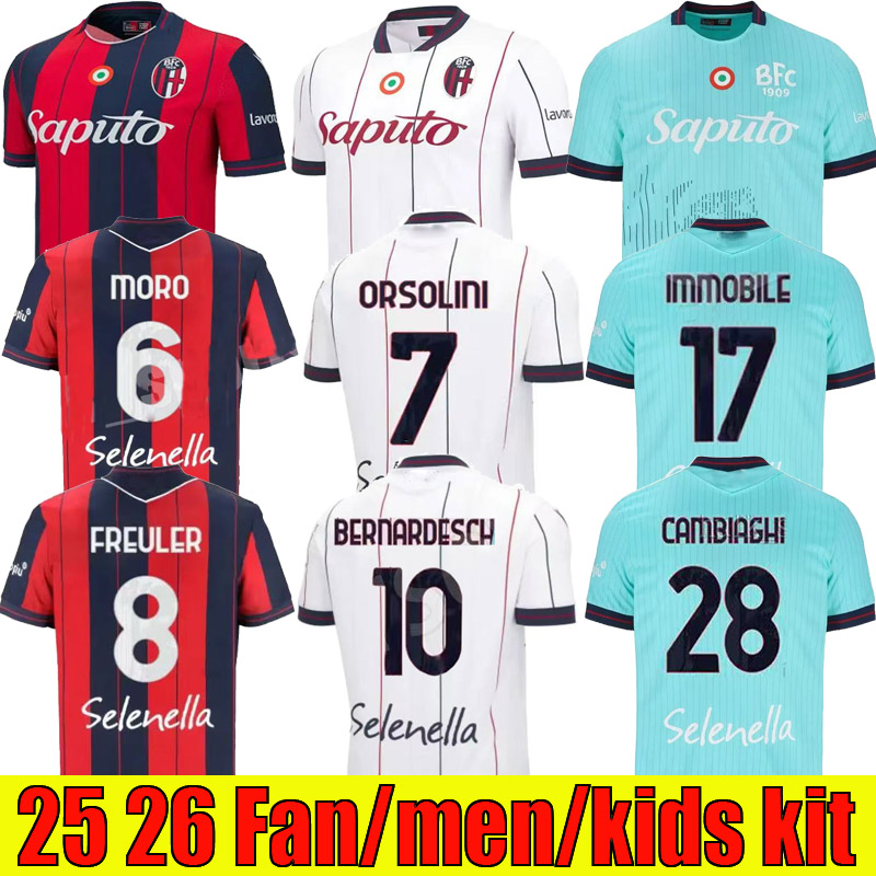 2025 26 Bologna Soccer Jerseys ORSOLINI CAMBIAGHI NDOYE DALLINGA CASTRO AEBISCHER MORO FREULER ODGAARD FERGUSON LUCUMI MIRANDA Men's fan version football t-shirt