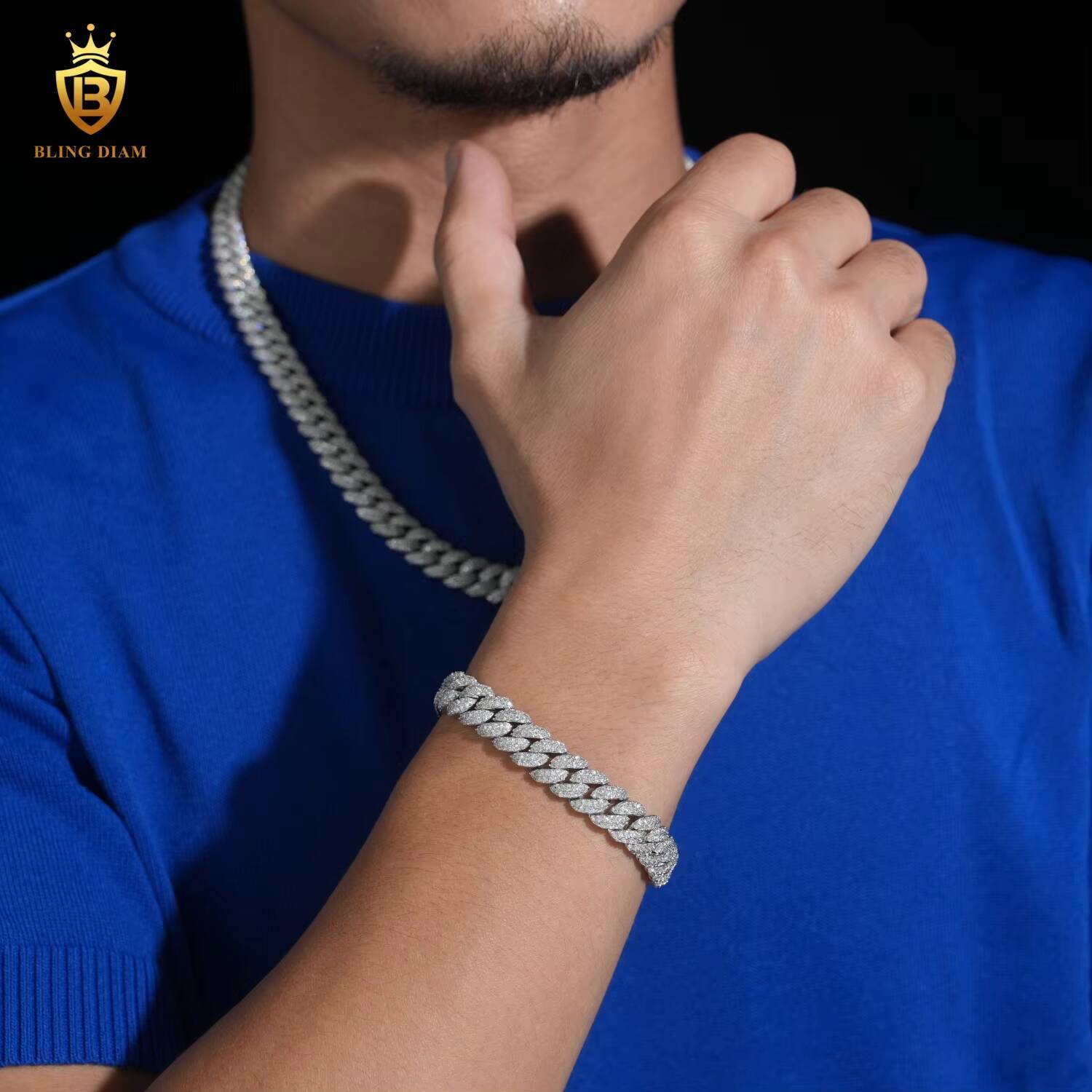 New Design HipHop 10MM S925 Silver Moissanite Cuban Chain Pass Diamond Tester Iced Out VVS Moissanite Necklace Cuban Link Chain