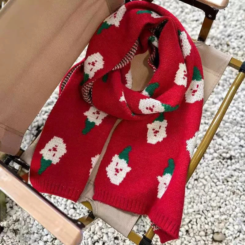 Winter Warm Scarf For Women Men Deer Elk DoubleSided Knitted Scarves Fashion Versatile Woolen Shawl Girls Christmas Present 251029