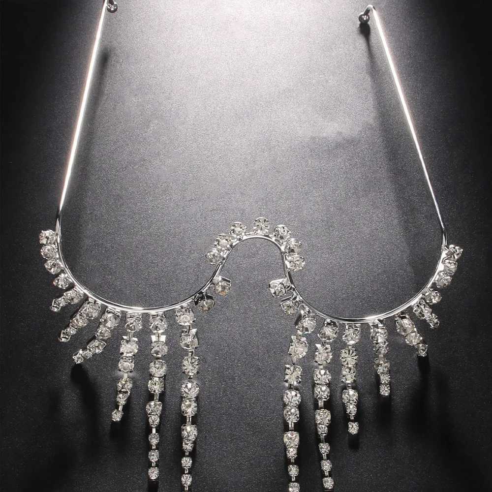 Stonefans Big Crystal Tassel Glasses Frame for Women Luxury Retro Sunglasses Boho Without Lens Accessories Eyes Glasses JewelryW251029