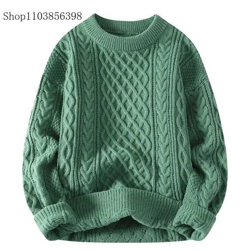 Mens Autumn Winter Round Neck Red Sweater Man Loose Casual Knitted Top Solid Winter Knitwear Male Outwear Solid 3XL Christmas J251029
