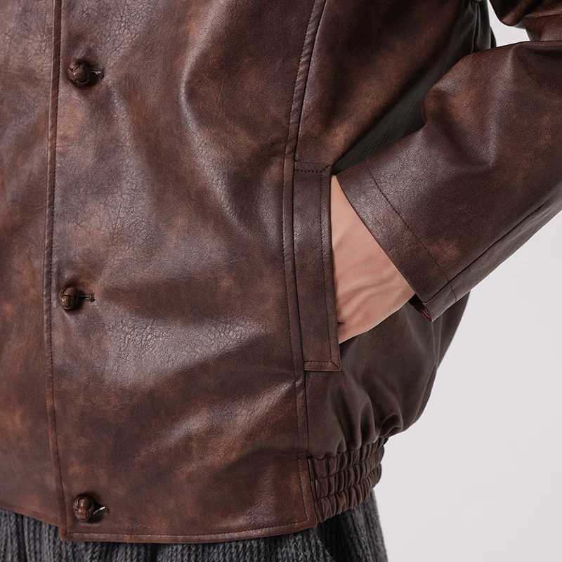 2025 Autumn Men Cool Oversized Vintage Distressed Pu Leather Jacket Men Elegant Luxury Designer Chinese Style Leather JacketT251029