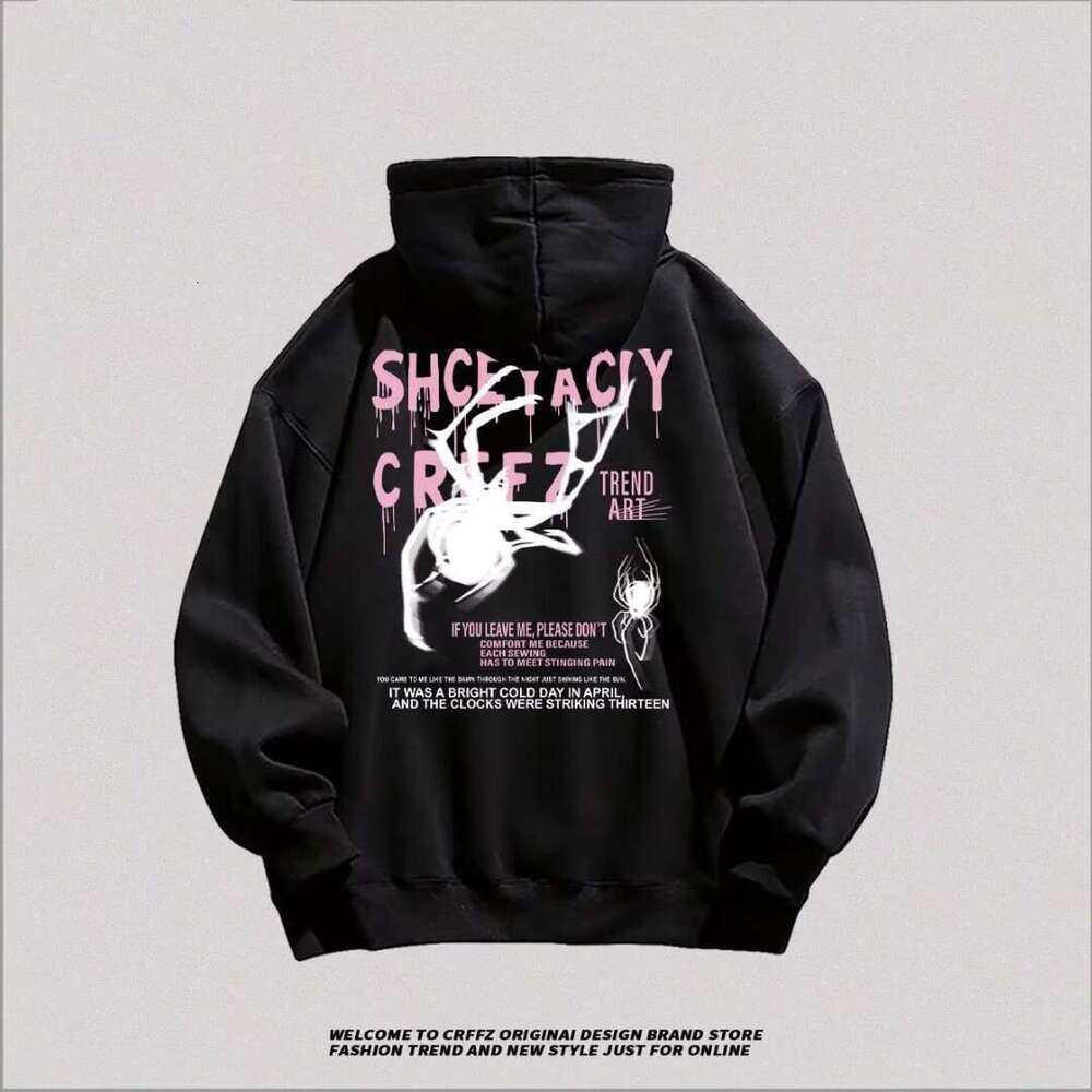 Hoodie Winter and Autumn Designer Men's Women's Hoodie Y2K Hip Hop Gothic Skull Cartoon Pattern Print Black Ultra David Coat Men's Wome