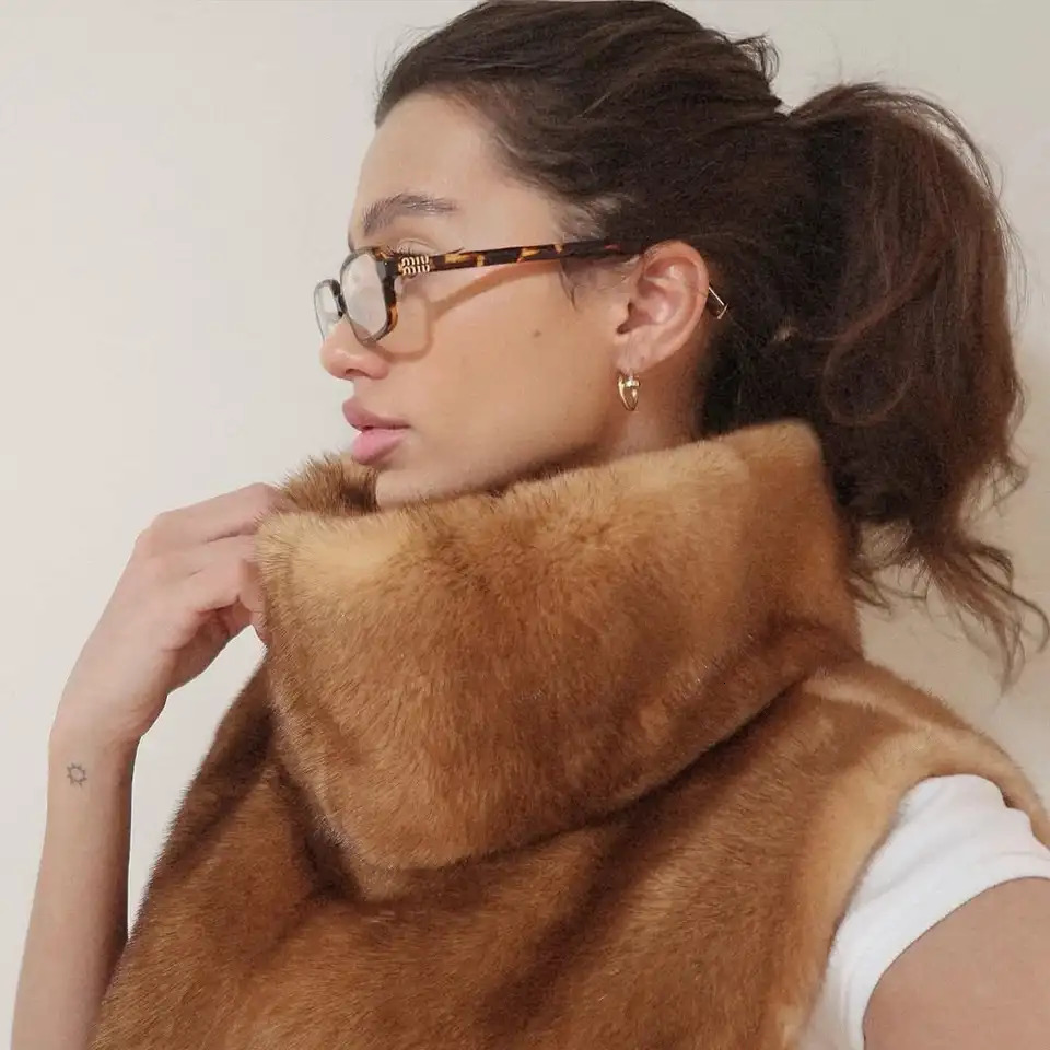 Casual Solid Faux Fur Vest Women Fashion Leisure Sleeveless High Collar Loose Waistcoat Lady Daily Chic Highstreet Vests i251029