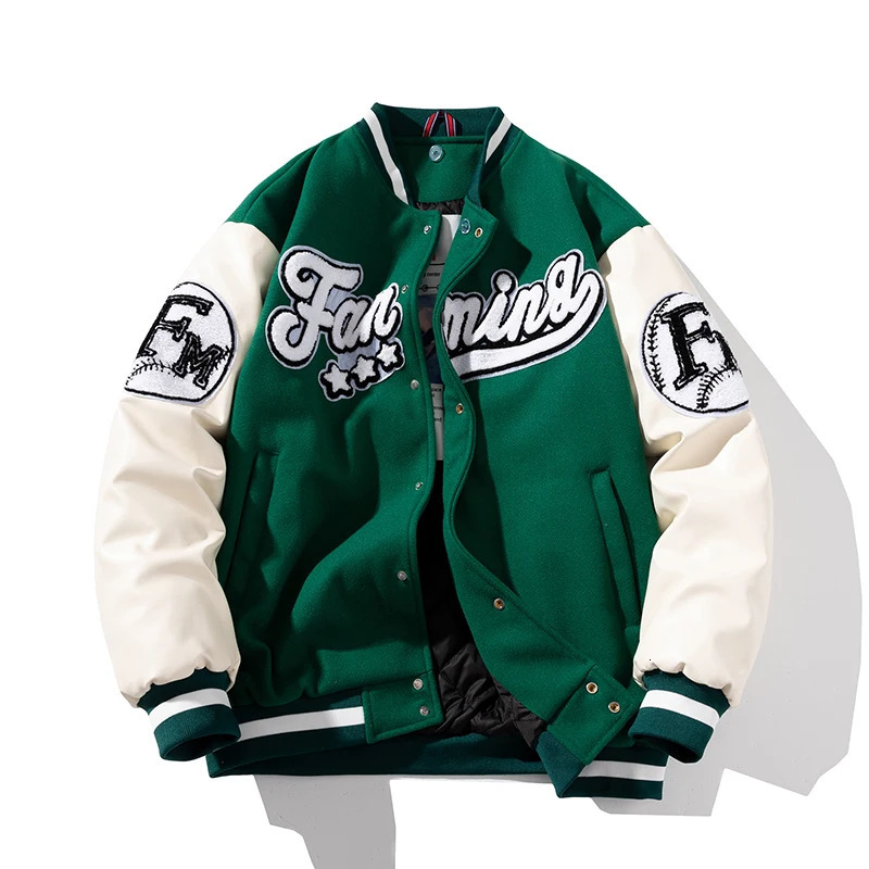 Winter Letter Baseball Jacket Men Women American Varsity Thick Warm Patchwork Hip Hop Coat Button Leather Sleeve Flocking 251028