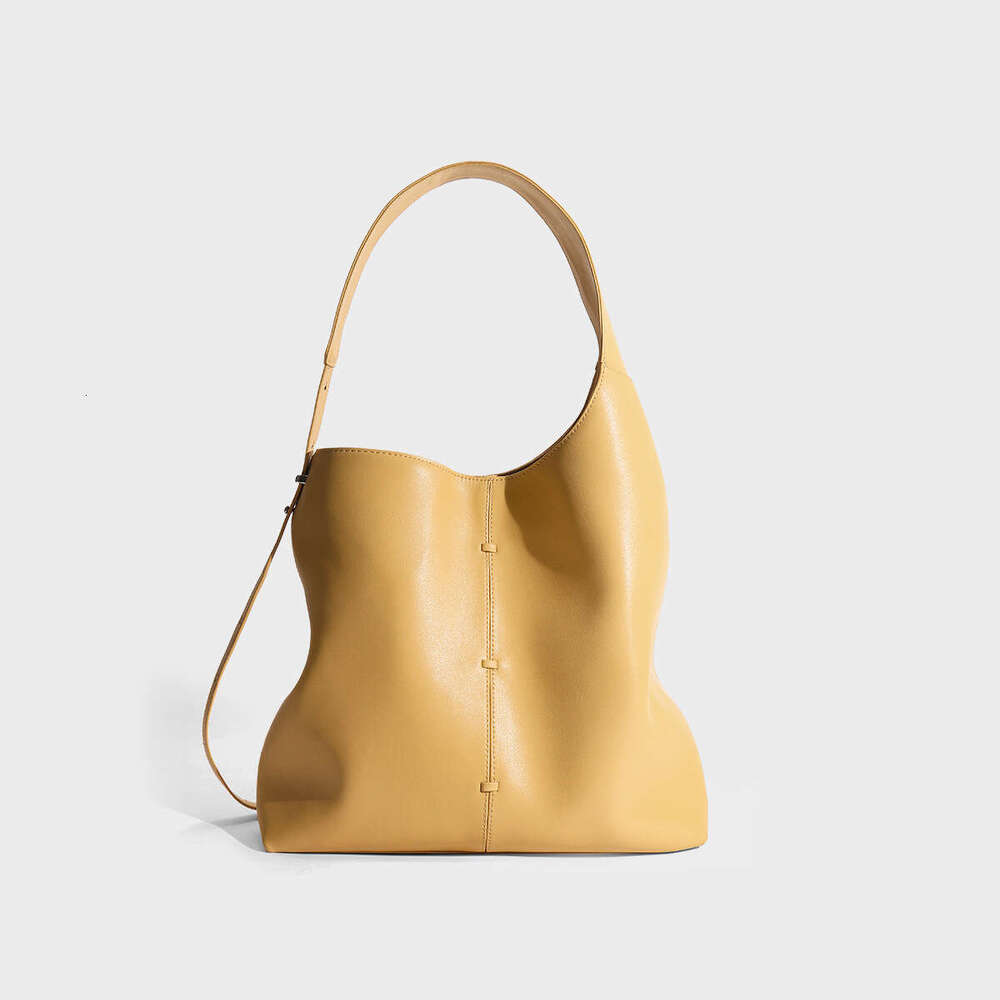 Women Genuine Leather Tote Bag Large Capacity Handbag With Elegant Yellow Color Options, Detachable Crossbody Strap Snap Closure