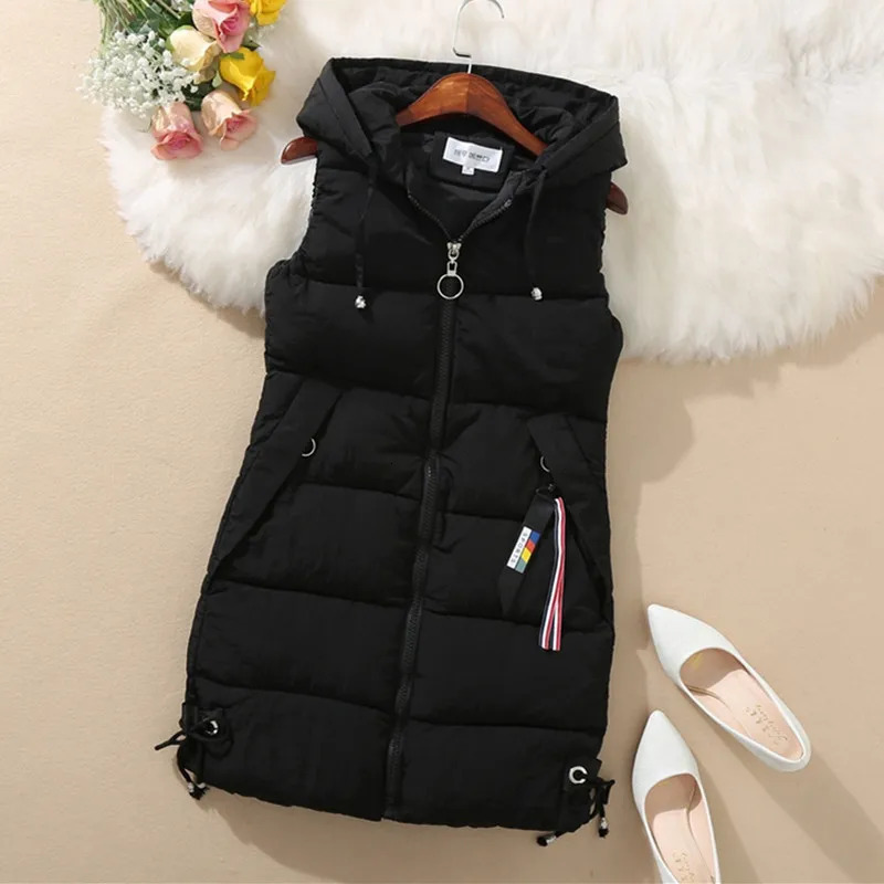 UHYTGF 3XL Loose Size Vest Women Down Jacket Winter Outewear Sleeveless Vest Female Autumn Down Cotton Hooded Warm Waistcoat 890 251029