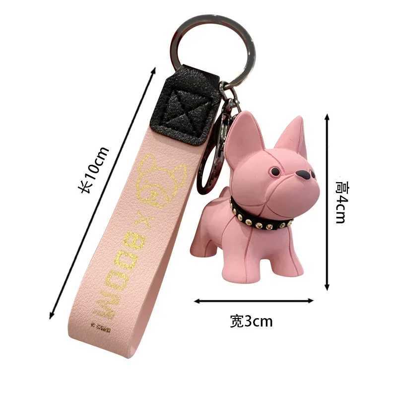 Universal Cute Cartoon Dog Keychains Phone Wrist Strap Bag Pendant Fashion Punk French Bulldog Keychain Mens Car Key ChainW251029