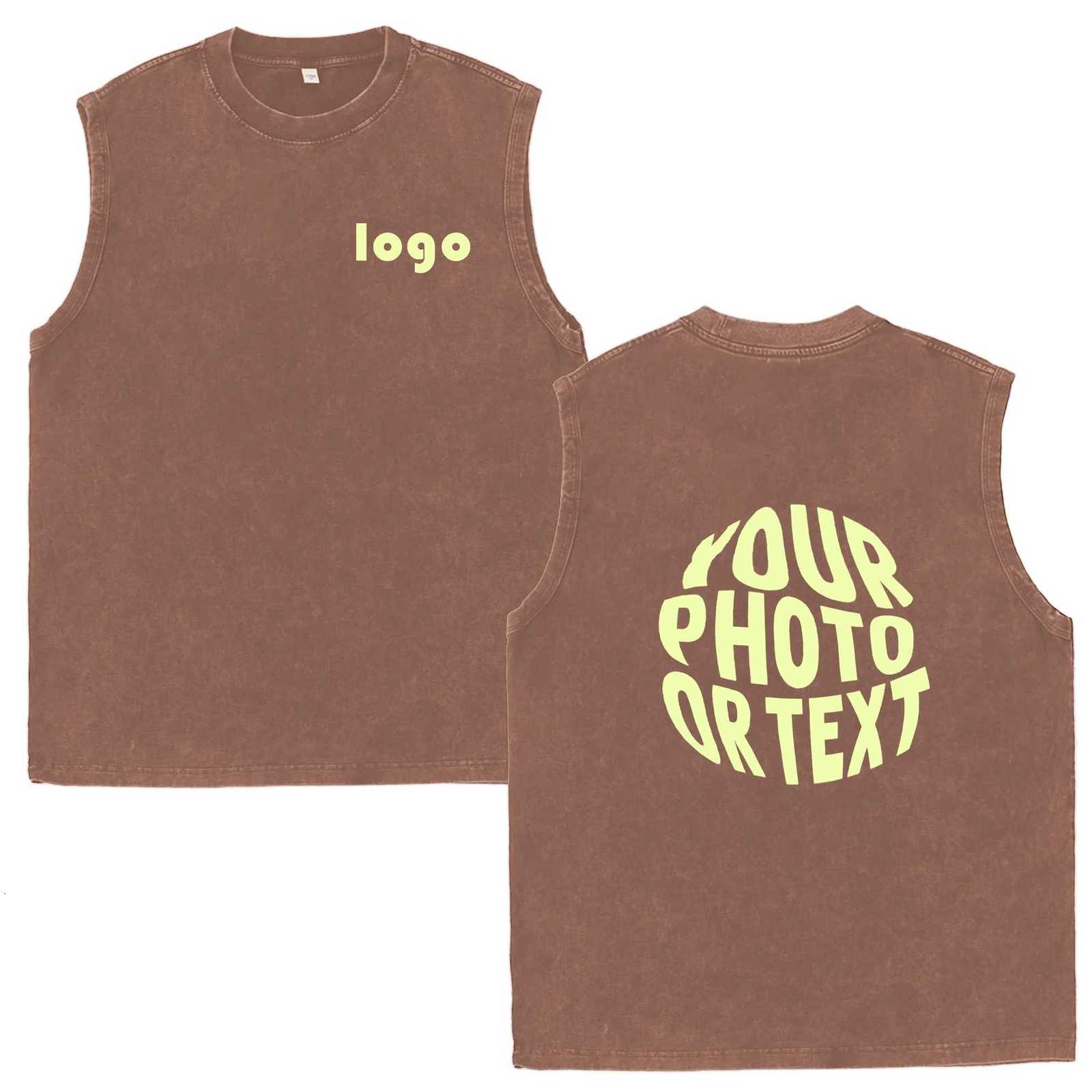 Customized Vest Summer Mens Washed Cotton Tank Tops Muscle Gym Sleeveless Workout T Shirts Running Beach Loose Cutoff Tees W251029