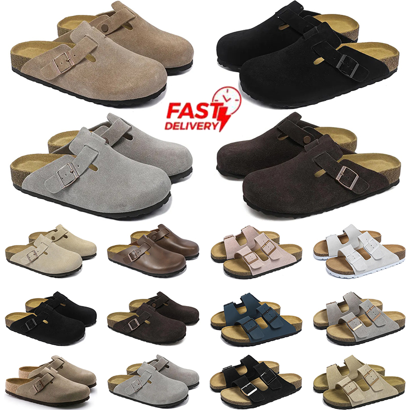 free shipping designer slippers slides clog sandals black grey brown pink fur flat fashion leather suede slipper slide shoes