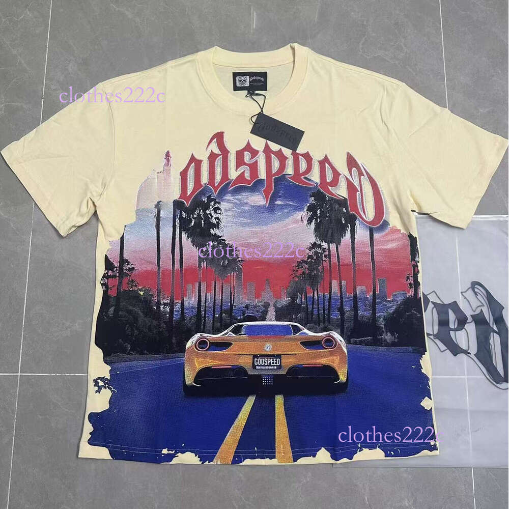 New High-End Printed Cotton Men's T-Shirt American Style Trendy Brand Short Sleeve Summer