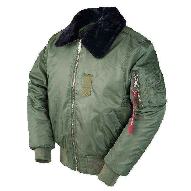 2025 winter vintage B-15 bomber flight us air force pilot jacket streetwear coats military hip hop tactical army for men fur