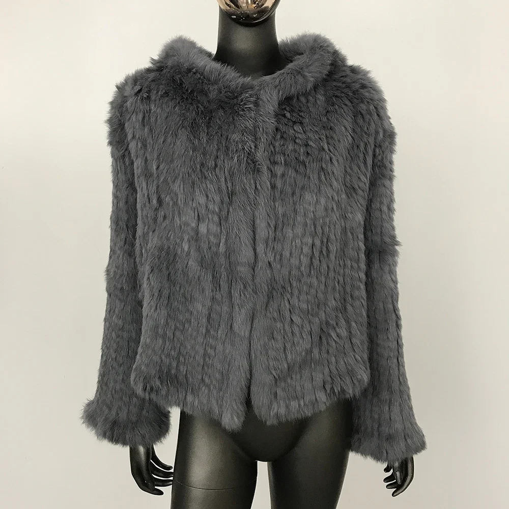 Short Rabbit Fur Coat Womens Autumn and Winter Doublesided Hooded Real Fur Thickened Handwoven Knitted Fur Coat 251029