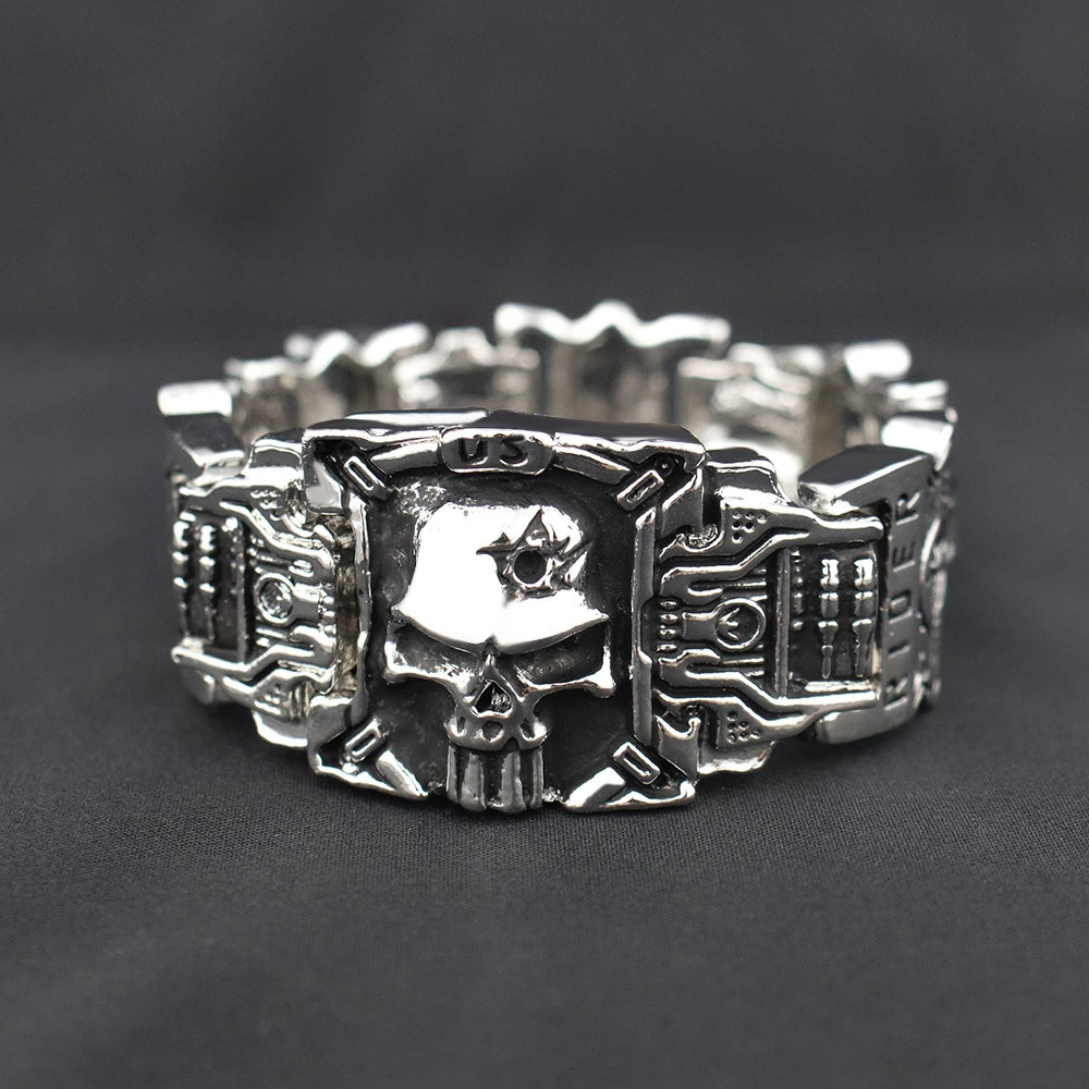 Vintage Charm Skull Bracelet Punk Hip Hop Rider Bracelet for Men Boy Gift High Quality US Street Motorcycle Jewelry Drop 251028