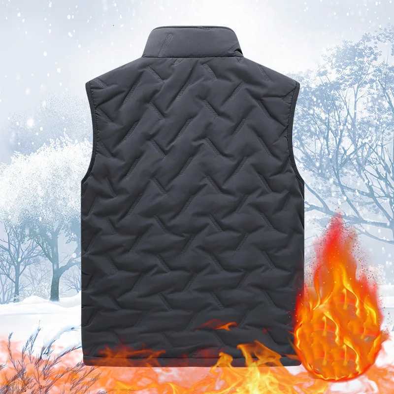 Winter Man Vest New Thicken Fleece Coldproof Stand Collar Male Waistcoat Simple Solid Color Zipper Sleeveless Versatile Coat W251029