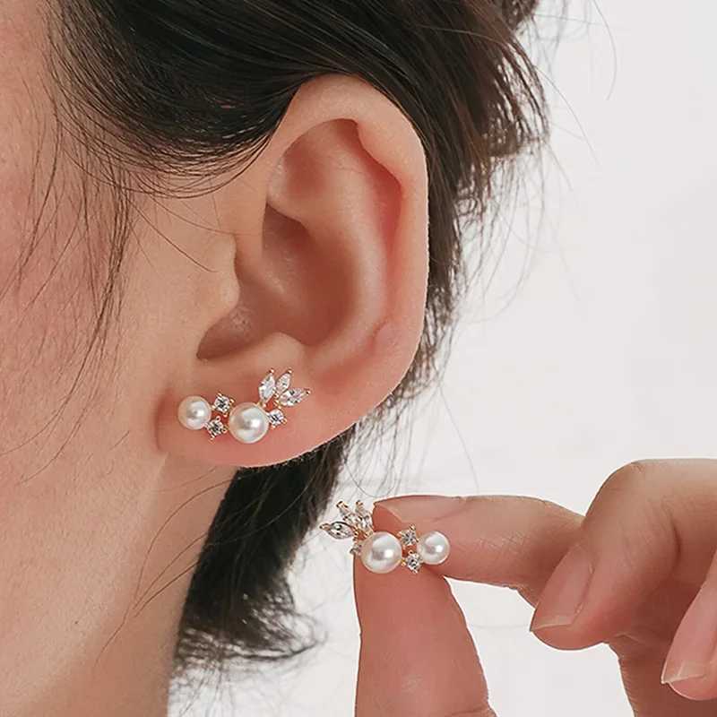 CAOSHI Elegant Imitation Pearl Womens Stud Earrings Sparkling Geometric Cubic Zirconia Wedding Temperament Jewelry AccessoriesW251029