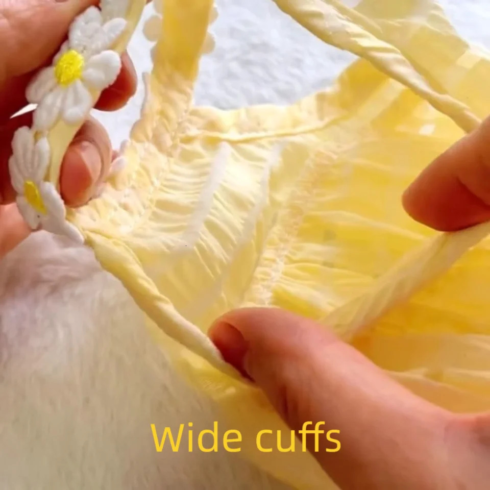 Floral Style Collar Cat Dress Thin Yellow Green Puppy Tutu Skirt Cute Mini Pet Clothes Cat Party Dress for Summer 251029