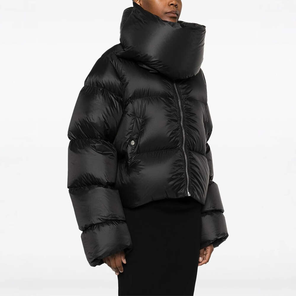 Dark Wind Women's Winter Jacket Y2k Duck Down Filled Fluffy Full Warm Windproof Scarf Collar Down Jacket 2024 Fall / Winter New