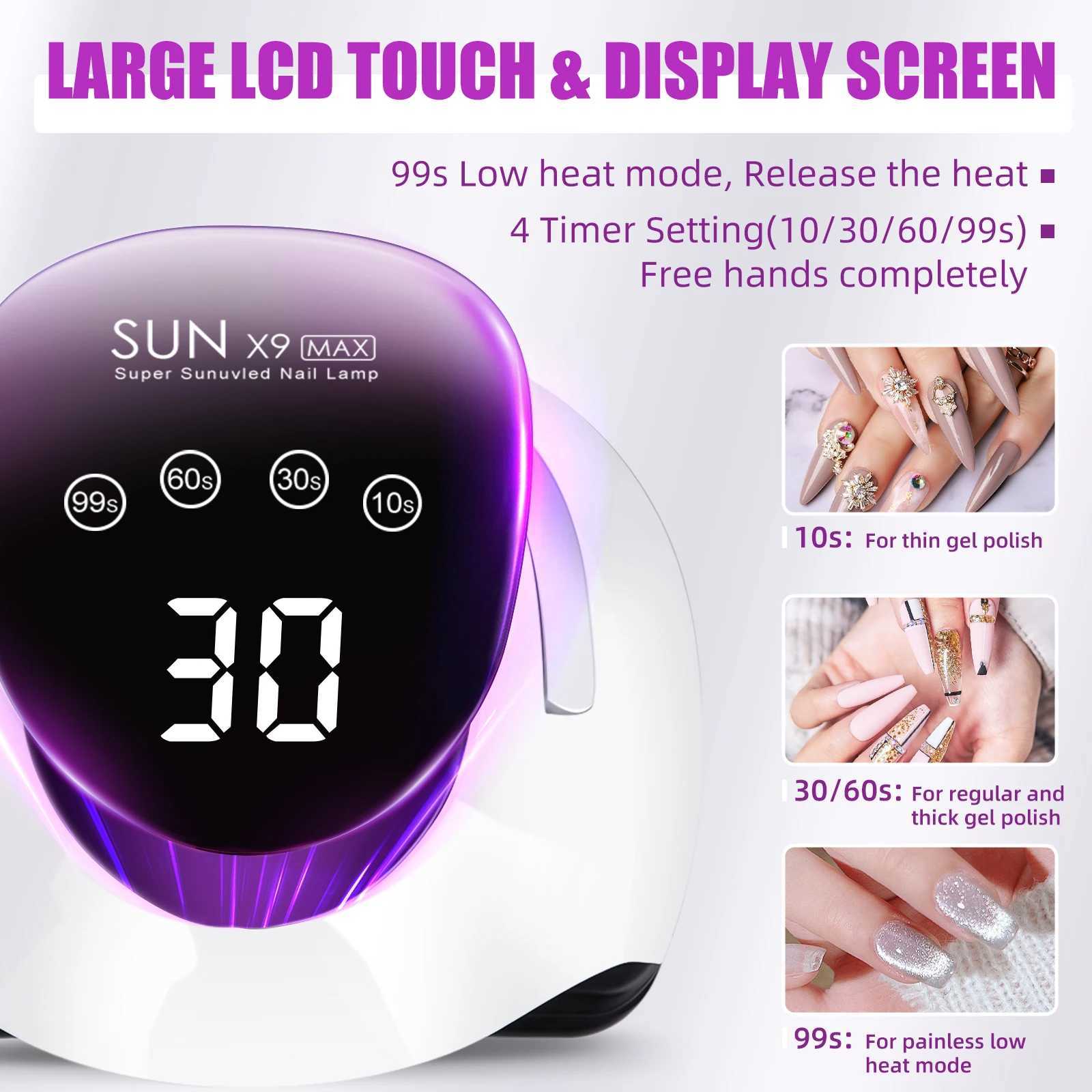 220W LED UV Light Dryer for Nails Gel Polish with 57 Lamp Beads 4 Timer Setting LCD Touch Display Screen J251117