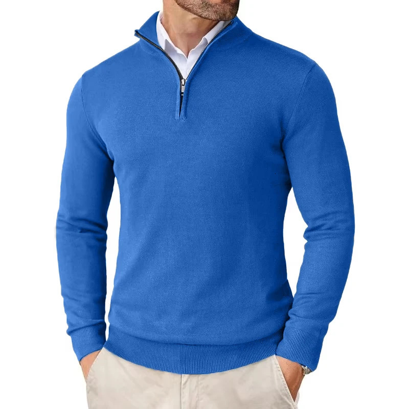 Mens Quarter Zip Up Sweaters Slim Fit Lightweight Pullover Outdoor Mock Neck Tops Half Turtleneck Knitted Streetwear 251029