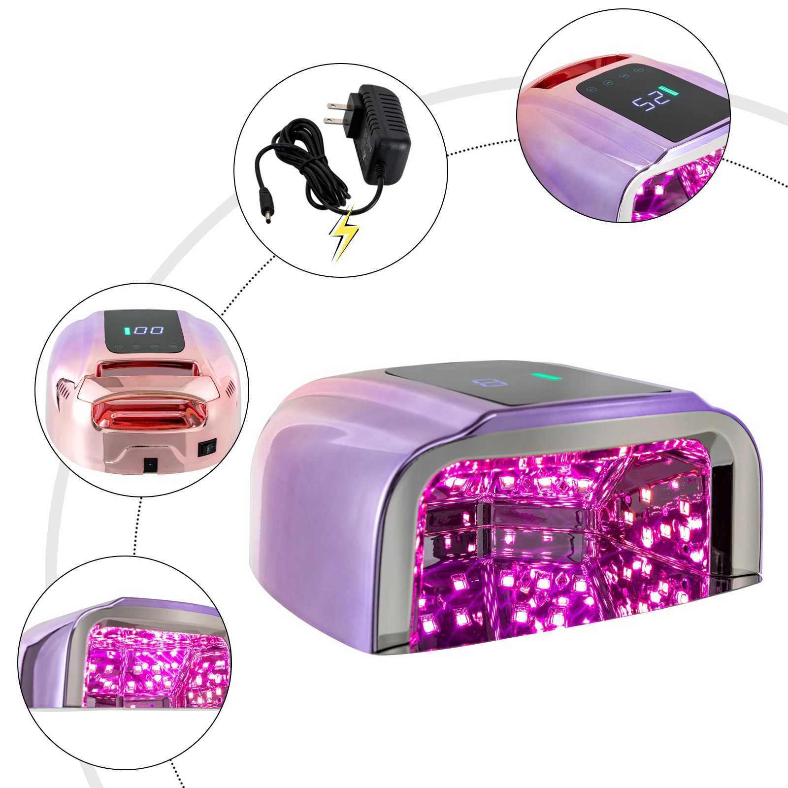 Nail Dryer Professional Rechargeable 96W 42Bead UV LED Portable Cordless Gel Nail Lamp Machine with Removable Stainless Steel J251115