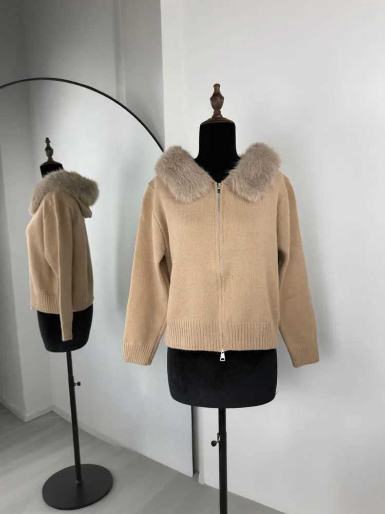 Tossy Winter Female Sweater Hoodie Cardigan Fluffy Zipper Patchwork Long Sleeve Ribbed Solid Knit jacket Coat Womens CardiganT251028