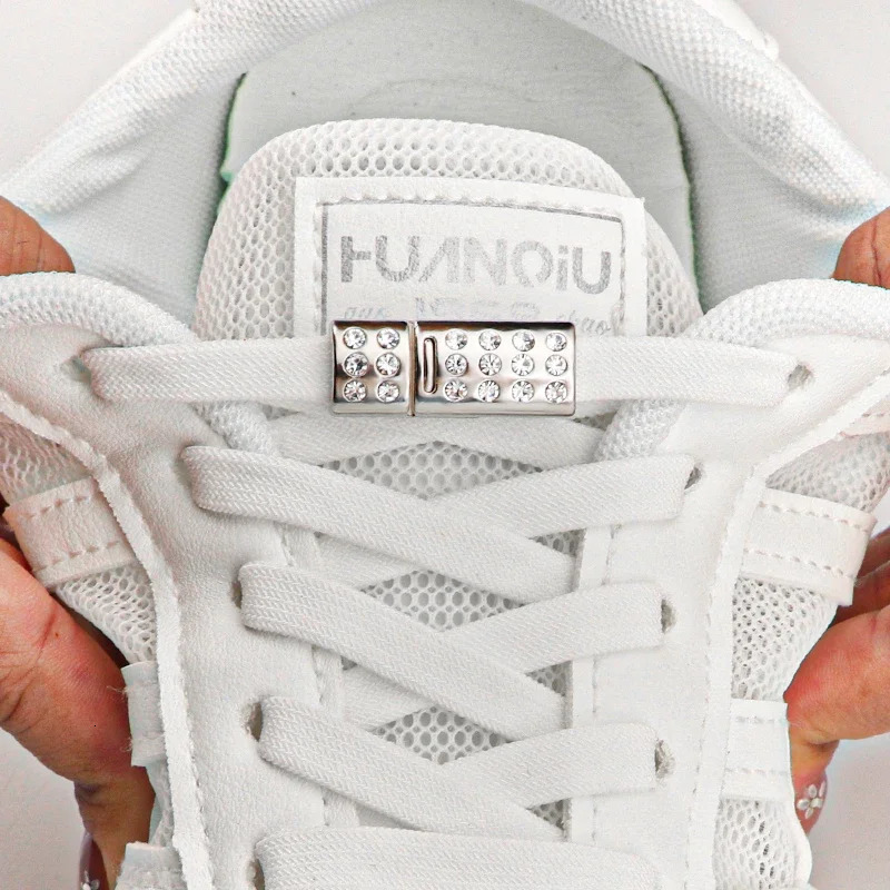 Diamond Magnetic Shoe Laces Without Ties Metal Lock Elastic Shoelaces For Sneakers 1 Second Quick On And Off Lazy Shoelace 251029
