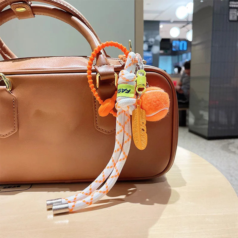 Feather Hand Woven Lanyard Phone Charm Strap Backpack Keychain Colorful Simple Key Chain Pendant Accessories Gift 251029
