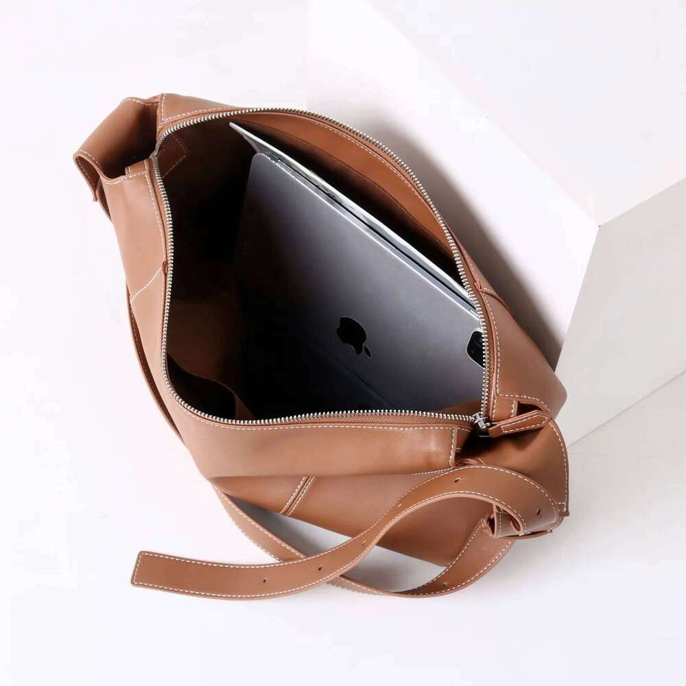 Two-Layer Cowhide Tote New Design Personalized Fashion Large Capacity Crossbody Slack Feeling Women's Shoulder Bag Suotong1029