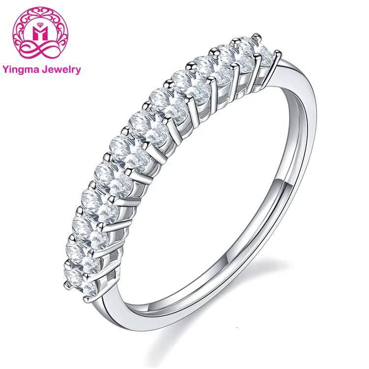 Fine Jewelry Moissanite Ring Price 925 Sterling Silver With White Gold Plated Oval Cut Moissanite Diamond Ring for Wedding