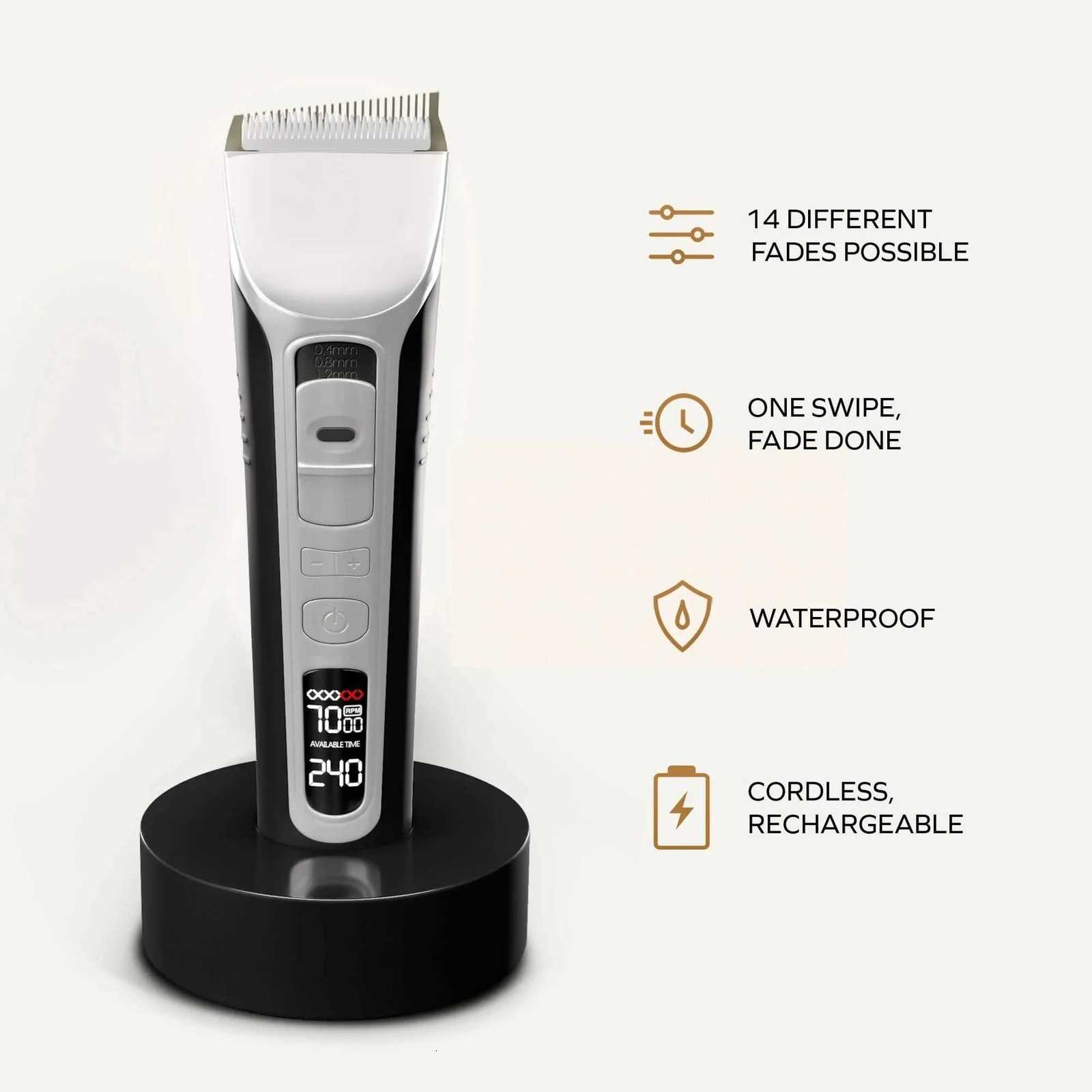 Hair Clipper USB Rechargeable Hair Trimmer Titanium Ceramic Blade LCD Professional Strong Power Salon Hair Cutting Machine M251029
